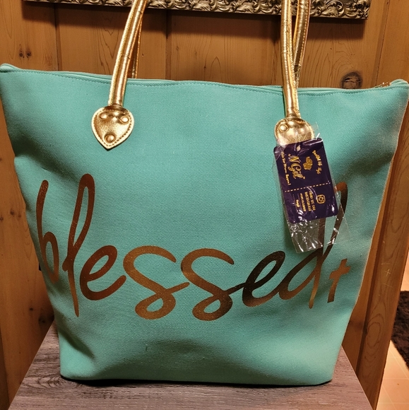 NWT Metallic Gold Blessed Tote - Picture 2 of 3